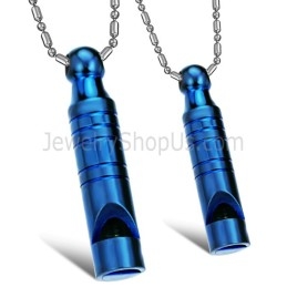 Titanium Blue Whistle Lovers Pendants With Free Chains C205