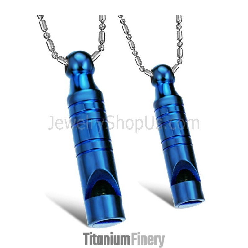 Titanium Blue Whistle Lovers Pendants With Free Chains C205 Titanium Blue Whistle Lovers Pendants With Free Chains C205