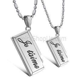 Titanium Silver Lovers Pendants With Free Chains C624