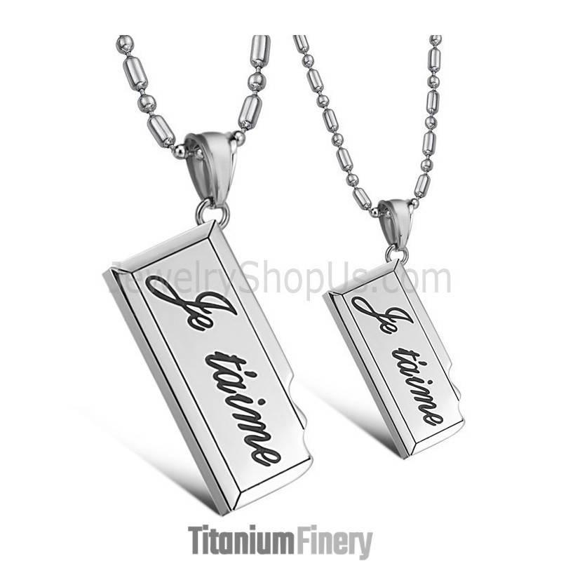 Titanium Silver Lovers Pendants With Free Chains C624 Titanium Silver Lovers Pendants With Free Chains C624