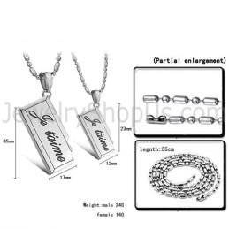 Titanium Silver Lovers Pendants With Free Chains C624