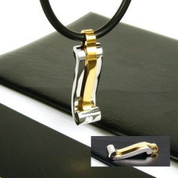 Cool Man Strip Gemstone Titanium Steel Necklace Pendant