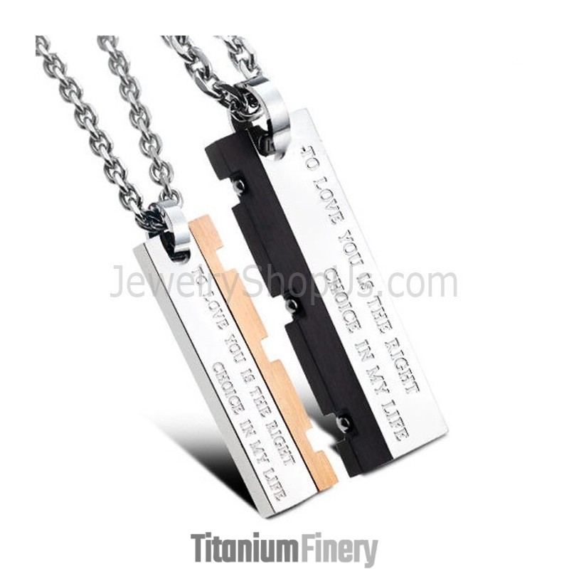 Titanium Rose Gold And Black Great Wall Lovers Pendants With Free Chains C621 Titanium Rose Gold And Black Great Wall Lovers Pendants With Free Chains C621