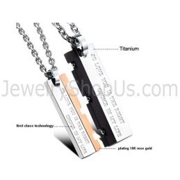 Titanium Rose Gold And Black Great Wall Lovers Pendants With Free Chains C621