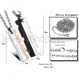 Titanium Rose Gold And Black Great Wall Lovers Pendants With Free Chains C621