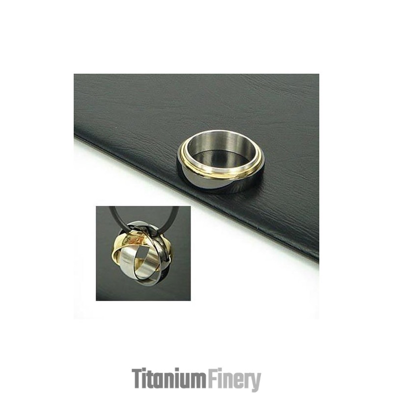 3 Hoop And 3 Color Pure Titanium Necklace Pendant Free Chain