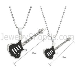 Titanium Black Guitar Lovers Pendants With Free Chains C343