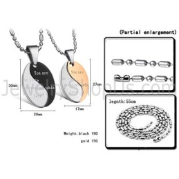 Titanium Black And Rose Gold "You Are My Life Irreplaceable Love" Lovers Pendants With Free Chains C628