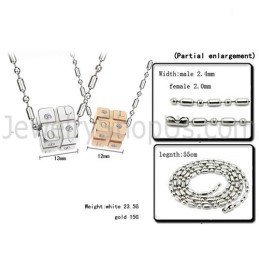 Titanium Silver And Rose Gold Dice Lovers Pendants With Rhinestones And Free Chains C309
