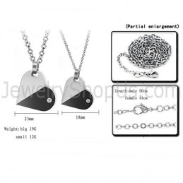 Titanium Silver And Black Lovers Rotatable Pendants With Dimaonds And Free Chains C434