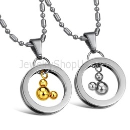 Titanium Silver And Gold Mickey Pendants With Free Chains 264