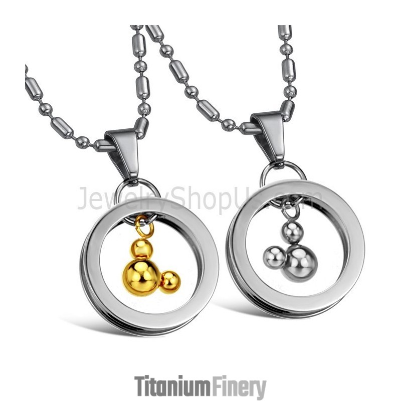 Titanium Silver And Gold Mickey Pendants With Free Chains 264 Titanium Silver And Gold Mickey Pendants With Free Chains 264