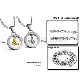 Titanium Silver And Gold Mickey Pendants With Free Chains 264