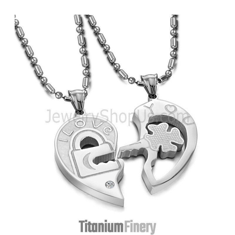Titanium Sweetheart Key And Lock Lovers Pendants With Rhinestone And Free Chains C553 Titanium Sweetheart Key And Lock Lovers Pendants With Rhinestone And Free Chains C553
