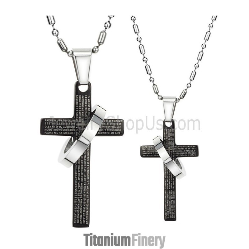 Titanium Black Cross Lovers Pendants With Free Chains C287 Titanium Black Cross Lovers Pendants With Free Chains C287