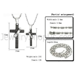 Titanium Black Cross Lovers Pendants With Free Chains C287