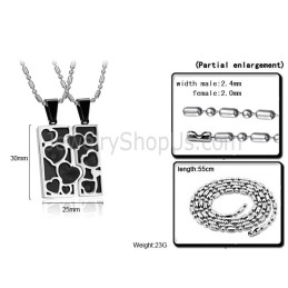 Titanium Silver And Black Love Jigsaw Lovers Pendants With Free Chains C733