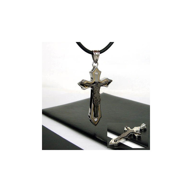 Man Juses Cross Titanium Steel Pendant(Free Chain) Man Juses Cross Titanium Steel Pendant(Free Chain)