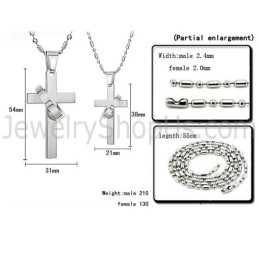 Titanium Silver Cross Pendants With Free Chains 136