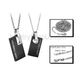 Titanium Black Rectangle Lovers Pendants With Free Chains 291
