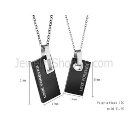 Titanium Black Rectangle Lovers Pendants With Free Chains 291