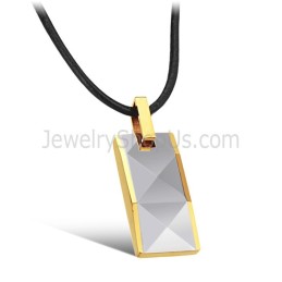 Tungsten Silver Intricate Multifaceted Design Pendant With Plating 18K Gold C630