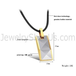 Tungsten Silver Intricate Multifaceted Design Pendant With Plating 18K Gold C630