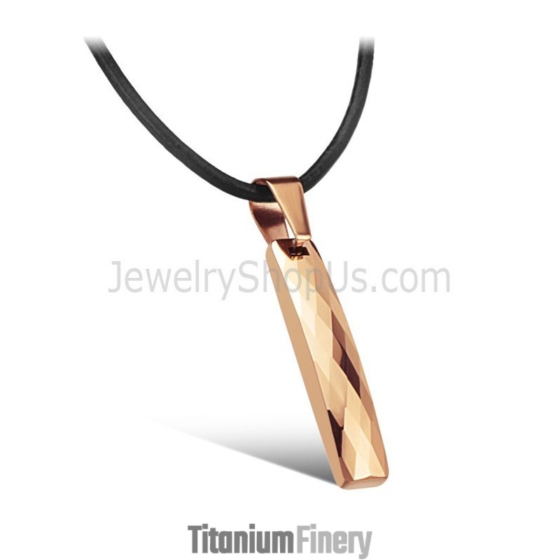 Rectangle Rose Gold Tungsten Intricate Multifaceted Design Pendant C631