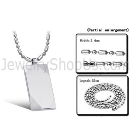 Rectangle Tungsten Silver Pendant C638