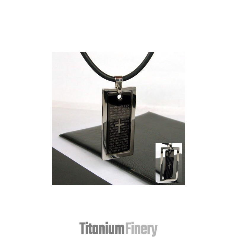 Unique Man Black Cross Bible Pure Titanium Pendant