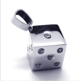 Unique Man Dice Gemstone-Pure Titanium Necklace Pendant