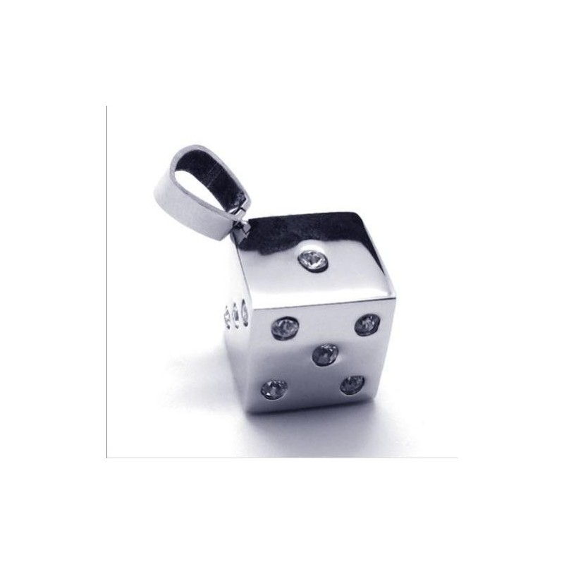 Unique Man Dice Gemstone-Pure Titanium Necklace Pendant Unique Man Dice Gemstone-Pure Titanium Necklace Pendant