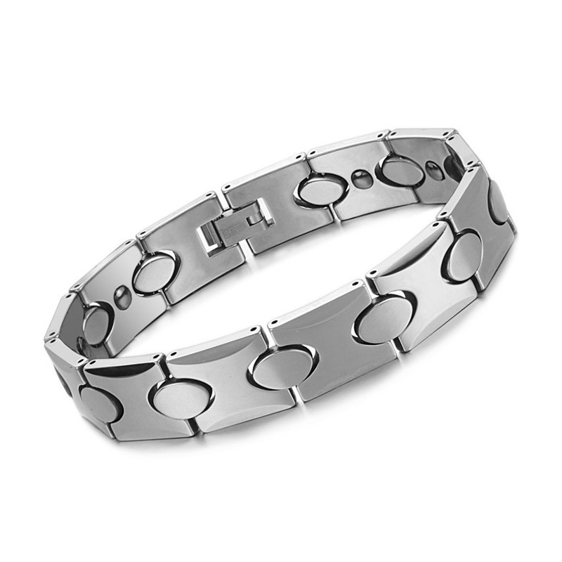 Tungsten Silver Bracelet With Energy Magnetic Stone C944 Tungsten Silver Bracelet With Energy Magnetic Stone C944