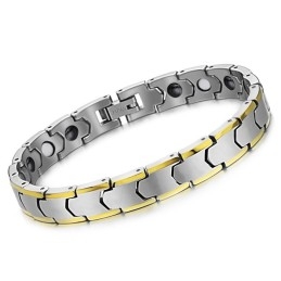 Tungsten Silver Wheat Link Bracelet With Plating 18K Gold C933
