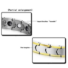 Tungsten Silver Wheat Link Bracelet With Plating 18K Gold C933