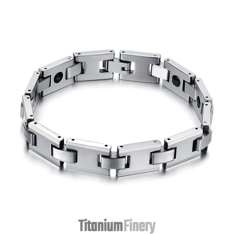 Tungsten Silver H-Link Magnetic Energy Health Bracelet C748