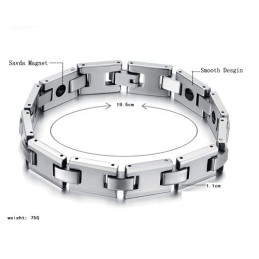 Tungsten Silver H-Link Magnetic Energy Health Bracelet C748