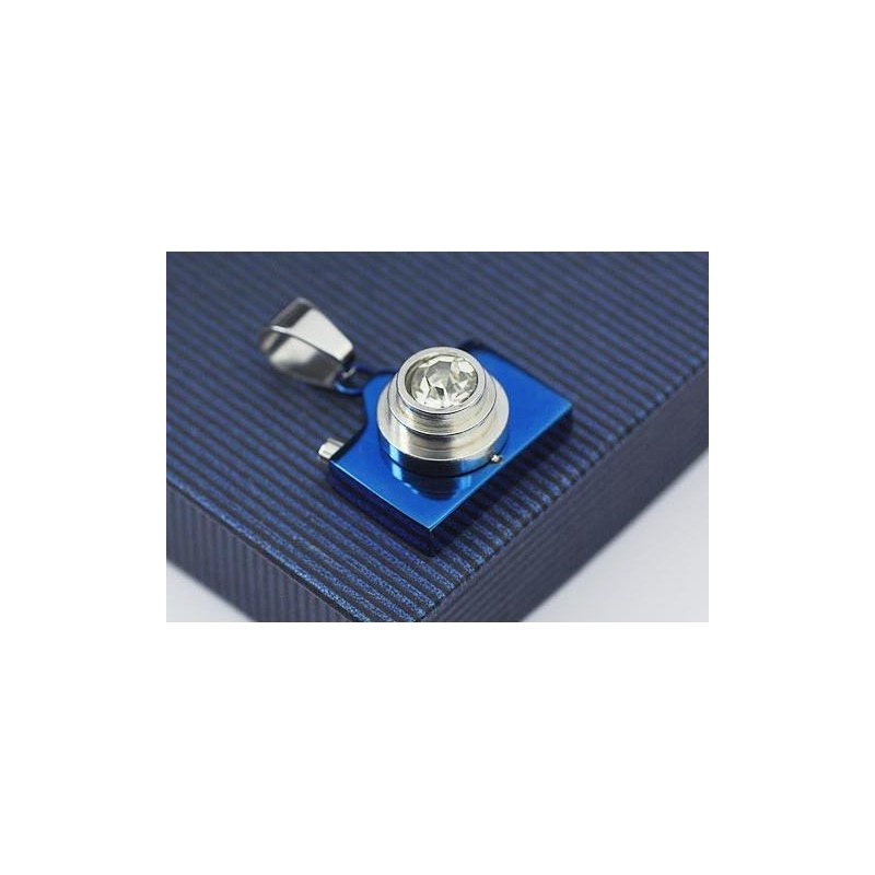 Man Blue Camera Pure Titanium Necklace Free Chain