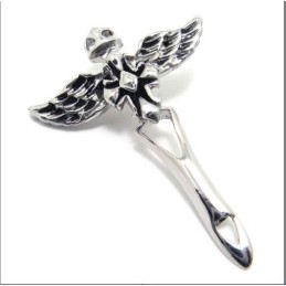 Man'S Titanium Steel Angel Wing Cross Pendant Necklace