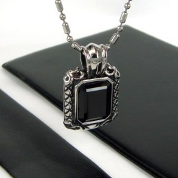 Noble Man Titanium Steel Black Agate Pendant