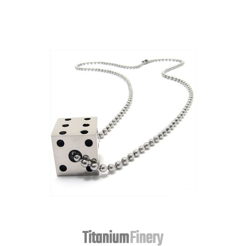 Cool Man Solid Dice Pure Titanium Necklace Pendant Cool Man Solid Dice Pure Titanium Necklace Pendant