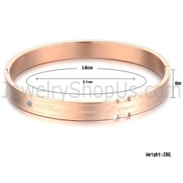Tatanium Rose Gold Couple Bangles With Rhinestones C710