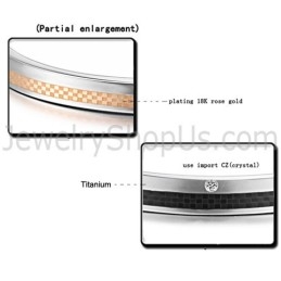 Tatanium Rose Gold And Black Grid Couple Bangles With Rhinestones C746