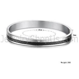 Tatanium Rose Gold And Black Grid Couple Bangles With Rhinestones C746