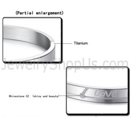 Tatanium "Love" Couple Bangles With Rhinestones C874
