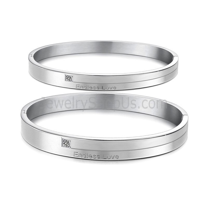 Tatanium "Endless Love" Couple Bangles With Rhinestones C870 Tatanium "Endless Love" Couple Bangles With Rhinestones C870