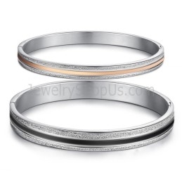 Tatanium Rose Gold And Black Couple Bangles C869