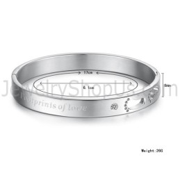Tatanium "Footrints Of Love" Couple Bangles With Hollow Footprints And Rhinestones C850