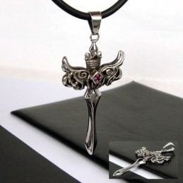 Man'S Titanium Steel Angel Wing Cross Pendant Necklace