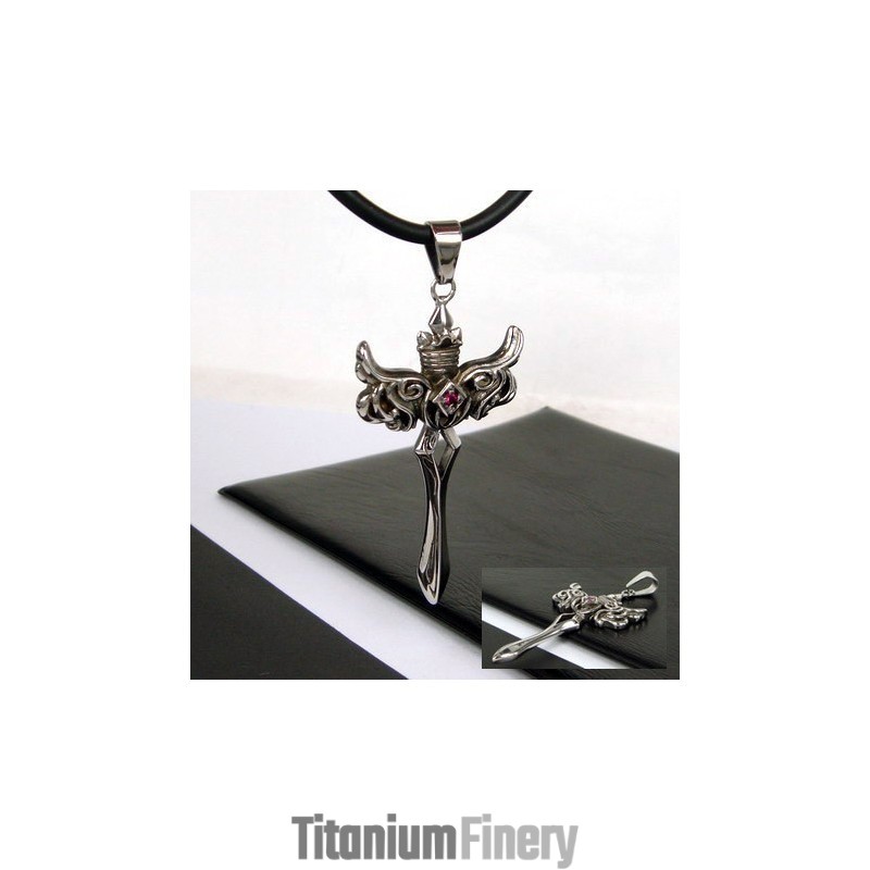 Man'S Titanium Steel Angel Wing Cross Pendant Necklace Man'S Titanium Steel Angel Wing Cross Pendant Necklace
